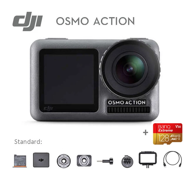 with 128GB DJI Osmo Экшн-камера для занятий спортом, двойные экраны и RockSteady стабилизации Водонепроницаемый 8xSlow движения бренд в - Цвет: with 128GB