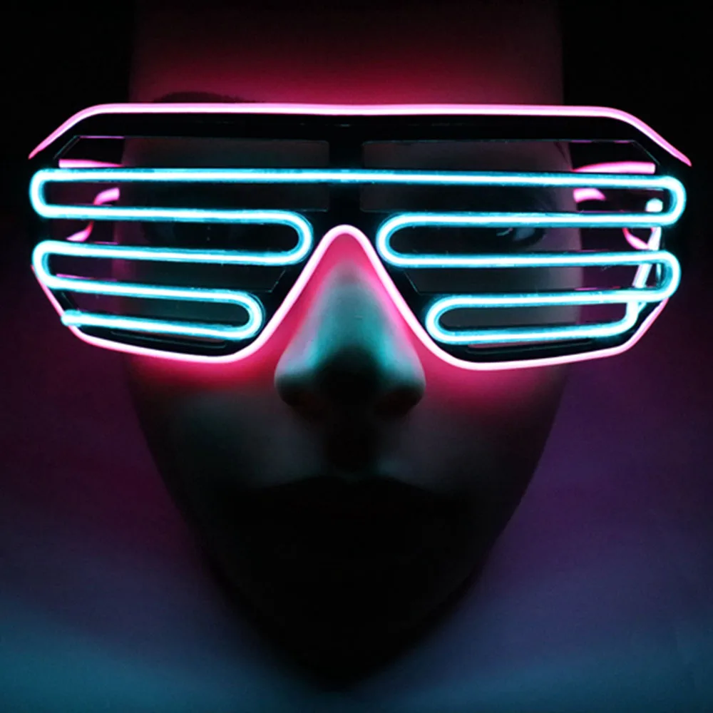 Неоновые вечерние очки EL Wire неоновые светодиодные очки бокалы с подсветкой Rave костюм вечерние диджей солнцезащитные очки декор для вечеринки в честь Дня Рождения