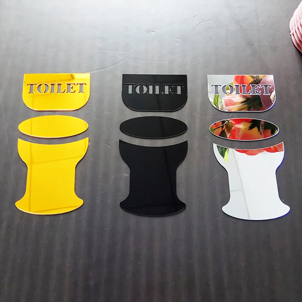 Зеркальные Типсы для ванной комнаты в туалете наклейки креативные DIY модные персональные 3D наклейки на стену Блестящий акрил Wc Туалет дверь подсказки знак