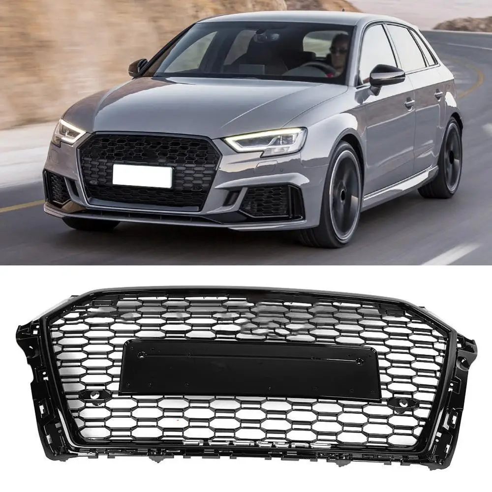 Для RS5 стиль автомобиля Передняя Спортивная Шестигранная сетка сотовый капот бампера гриль глянцевый черный для Audi A5/S5 B8 2008-2012 с логотипом Горячий