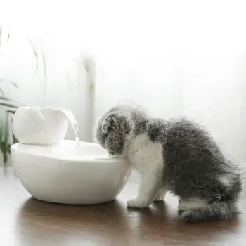 

Bowl Vintage Drinking Fountain Water Dispenser Automatic Circulating Cats Dogs Basin Pet Supplies Electric Ceramic Rabbit Round