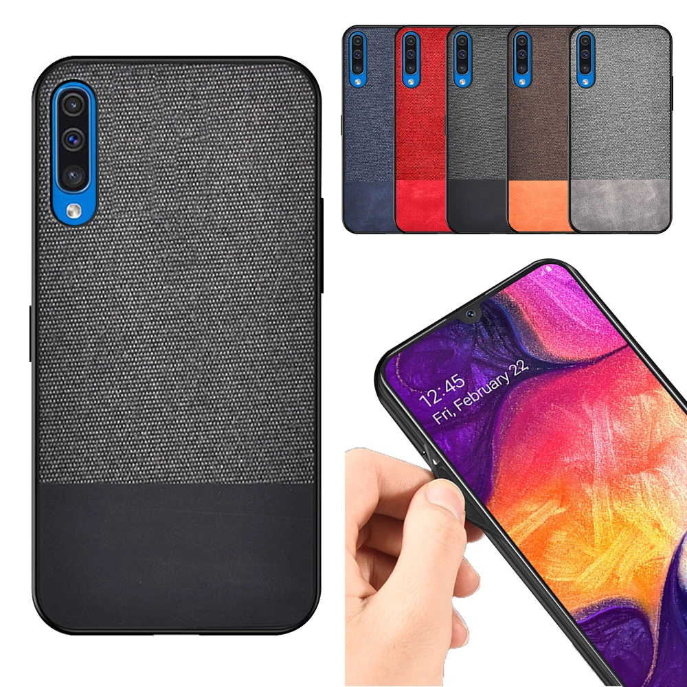 Для samsung Galaxy A50s A30s A20s A20e A10s A10e задняя крышка тонкий ТПУ + PC ткань кожаный чехол с