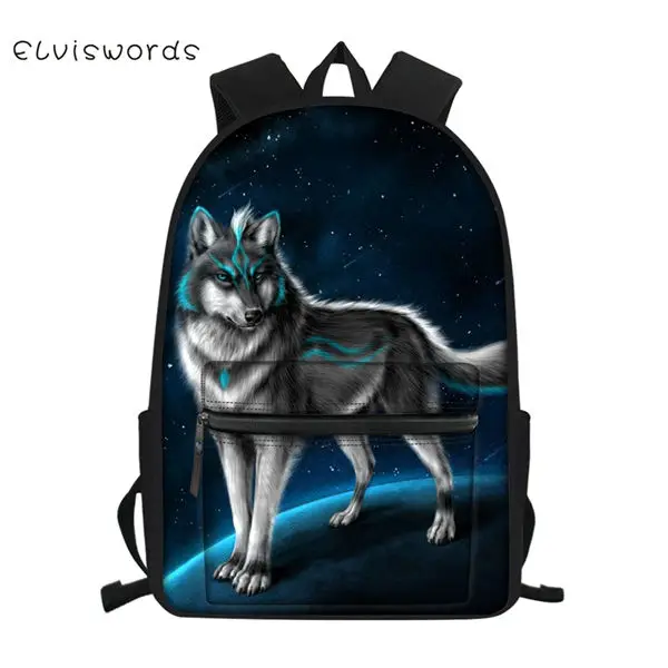 CDWX3775Z58 ELVISWORDS модный детский Школьный брезентовый Рюкзак "Fantasy Wolf" с животным узором для студентов, школьные сумки для книг, детские дорожные рюкзаки - Цвет: CDWX3775Z58