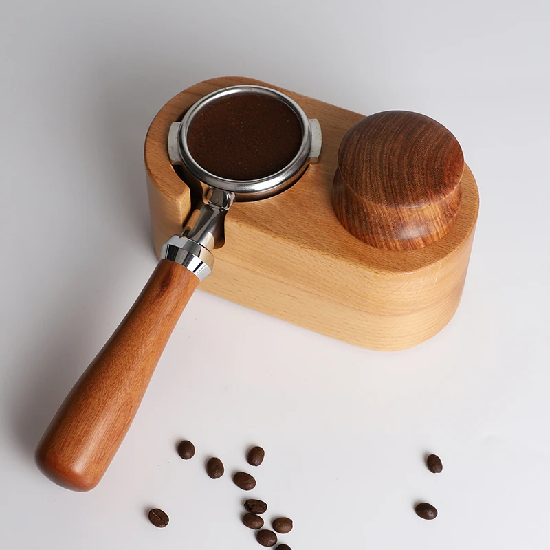 51/58mm Wood Coffee Tamper Base Espresso Tamper Mat Stand Tamper Holder
