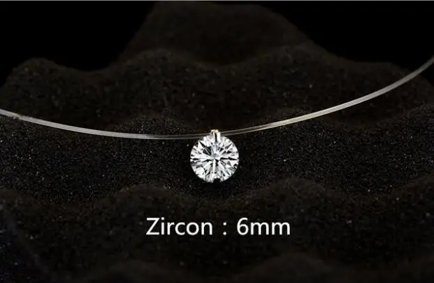 Лето Стерео прозрачная леска стелс ожерелье снежок Кристалл от Swarovski замки цепи подарок на день Святого Валентина - Цвет камня: 6mm zirconium