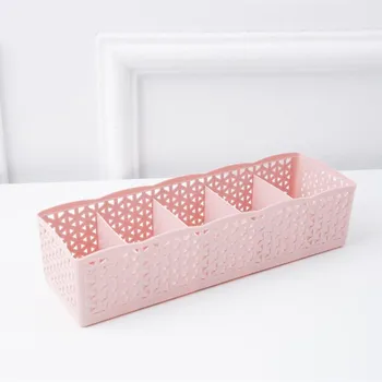 

Fashion Socks Storage box 5 Cells Plastic Organizer Storage Box Tie Bra Socks Drawer Cosmetic Divider Save Space Desktop Box
