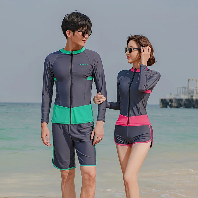 

2021 Summer New Fashion Coupon Swimsuit 4 Piece Set Rashguard Women Uv Proof Long Sleeve Surfing Diving Suit Skinny Quick Dry