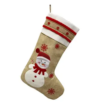 

4pcs/set Christmas Stocking Snowflake Snowman Gift Candy Bag Hanging Xmas Tree 67JB