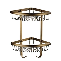 Elegant Antique Bronze Bathroom Accessories Set with Ceramic Accents - Includes Towel Shelf, Towel Holder, Toilet Paper Holder, and Robe Hook (Double Corner Shelf)