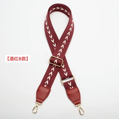 wine red A design 3,8 см широкий Модный ремешок с вышивкой стрелы V хлопковая холщевая ткань Сделай Сам сумка на одно плечо ручка ремня 88~ 140 см регулируемая - Цвет: wine red A design