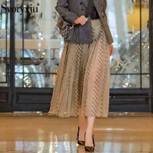 Svoryxiu новые осенние дизайнерские сетчатые плиссированные юбки женские с хлопковой подкладкой винтажные клетчатые юбки в горошек