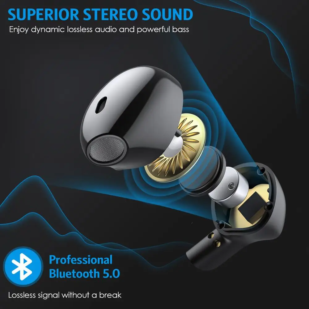 Bluetooth 5 0 Headset TWS Wireless Earphones Mini Earbuds Stereo Headset LED Display For IOS Android Wireless Earphones