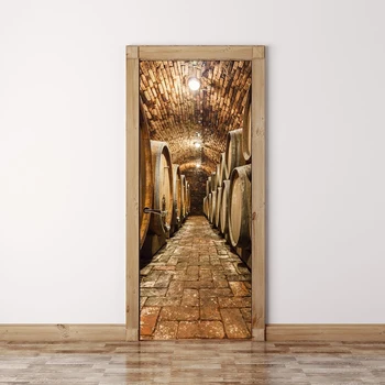 

Decal PVC Waterproof Wine Cellar Home Decor France Art 3D Print Sticker Self Adhesive Picture Diy Paper for Bedroom Door Sticker