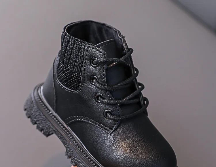 Baby Boys Boots for Kids Girls Booties Leather Shoes Soft Sole Fashion Martin Boots Waterproof Non-slip Plush Boy Running Shoes