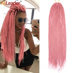 24 inch Senegalese Twist Crochet Hair Colourful Pre-Twist Synthetic Hair Extensions Red Pink Green Blue Braiding Alileader Hair