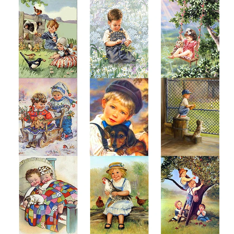 Алмазная живопись вышивка детства 5D наборы для вышивки крестиком стразы полная