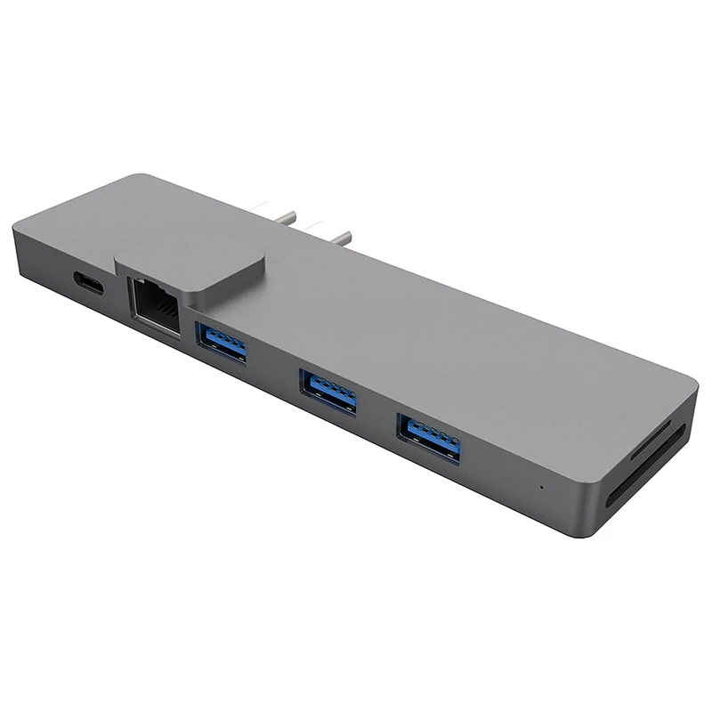 

8-In-1 3 USB Port Dual Type-C Hub Docking Station Support 4K Hdmi/Tf Card Reader Adapter RJ45 Gigabit Ethernet Port Multi-Functi
