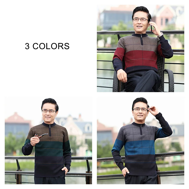 Discount HIYSIZ Brand Sweater Men Streetwear Autumn Winter Men Fashion Striped Pull Homme Thick Warm cotton Sweaters U3003