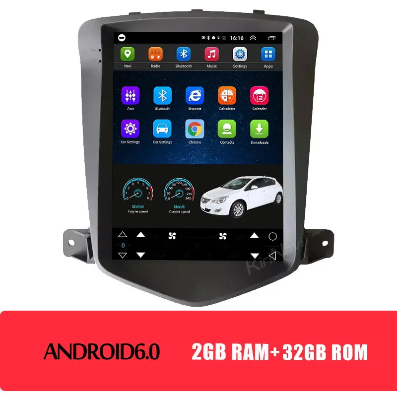 KiriNavi Telsa стиль вертикальный экран 10,4 ''1 din Android 8,1 автомобильный dvd-плеер авто gps навигация для Chevrolet Cruze Bluetooth - Цвет: Android Car Radio