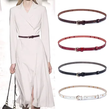 

Ultra-Fine Paragraph Genuine Leather Slim Straps 2020 Female New Style Narrow Korean-style Versatile WOMEN'S Leather Belt Fashio