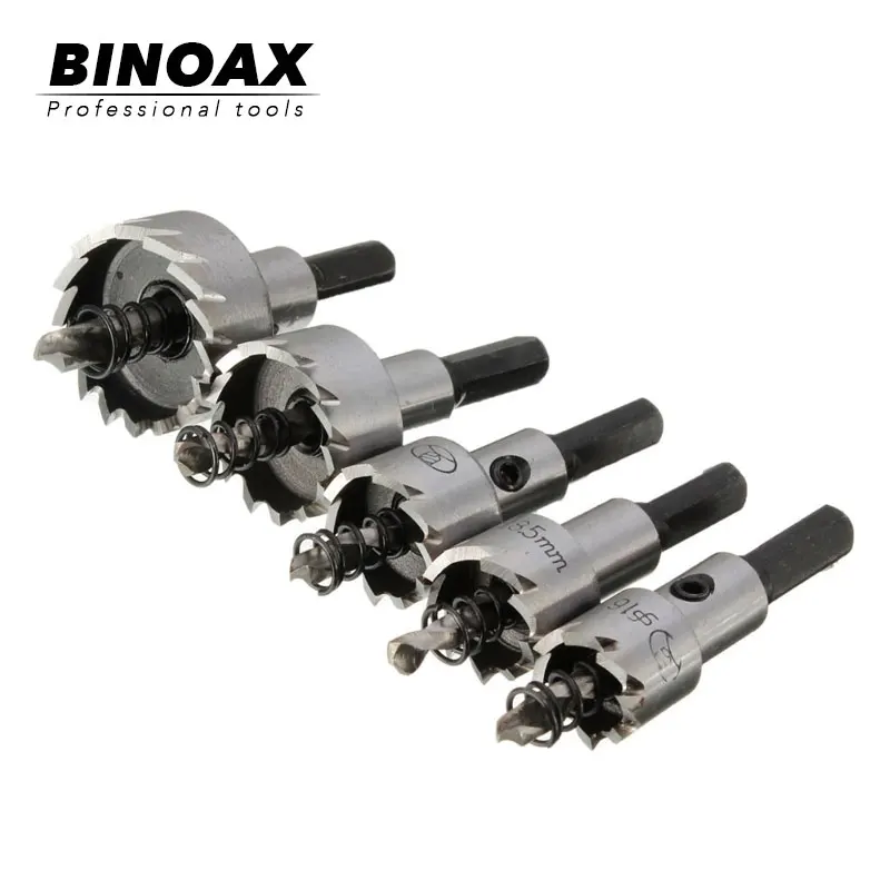 

BINOAX 5pcs HSS Carbide Tip Drills Bit Hole Saw Set Stainless Steel Metal Alloy 16/18.5/20/25/30mm #ND00172#