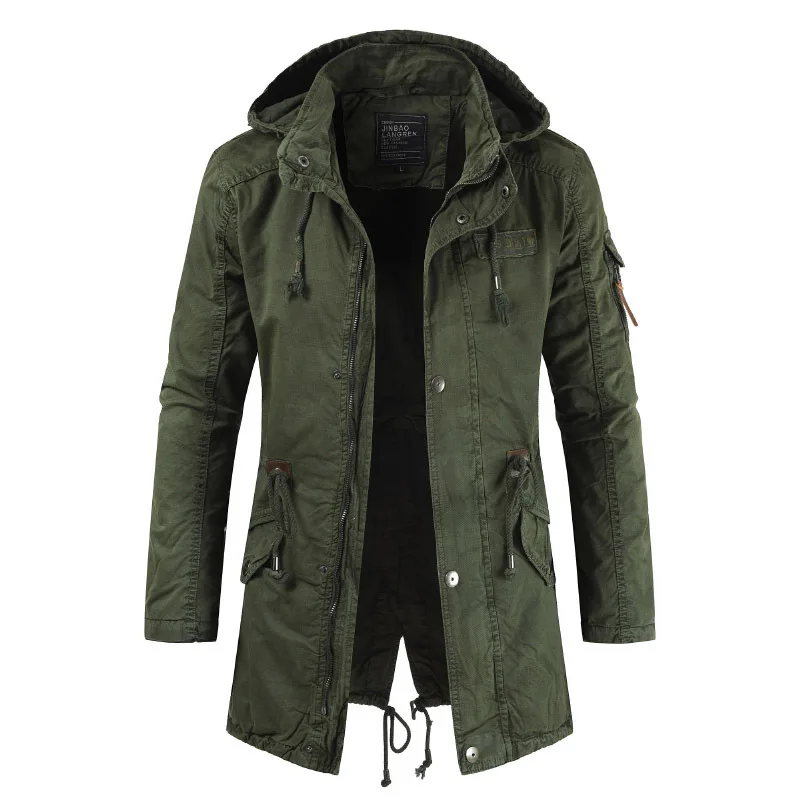 

Men's Jacket Army Green Military Uniform Wide Waist Coat Casual Cotton Hooded Windbreaker Jacket Coat Men's Clothing 2021Jacket