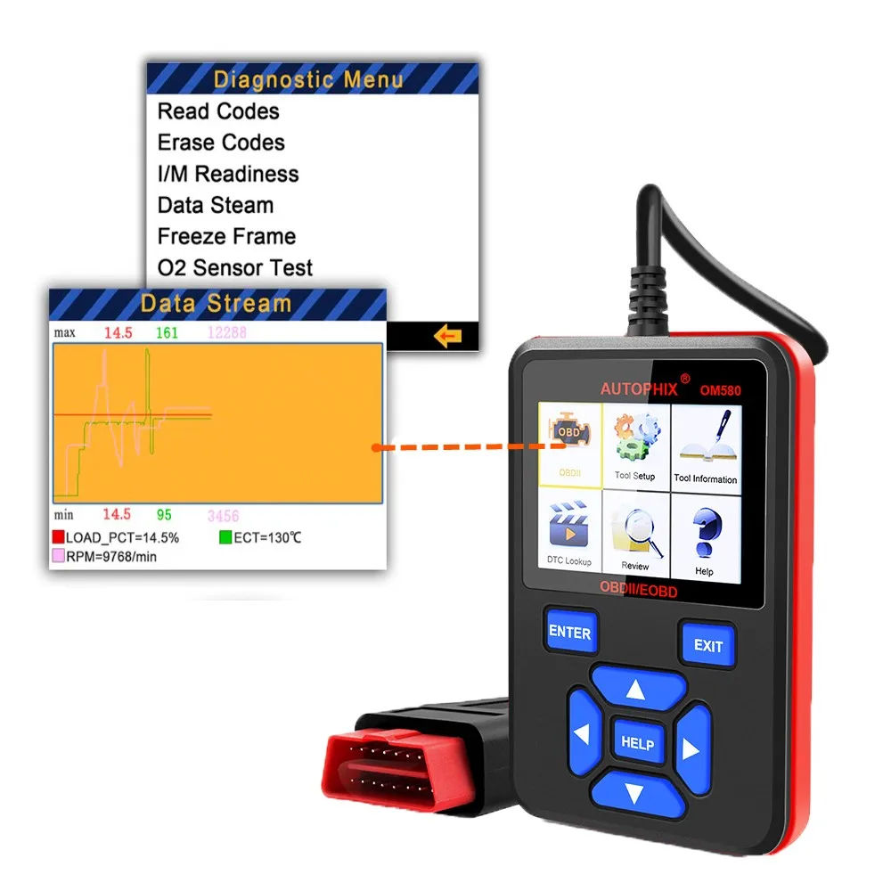 Autophix OM580 OBD Автомобильный OBD2 сканер Автомобильный сканер для двигателя EVAP OBD 2 Код ошибки чтение многоязычный автомобильный диагностический инструмент