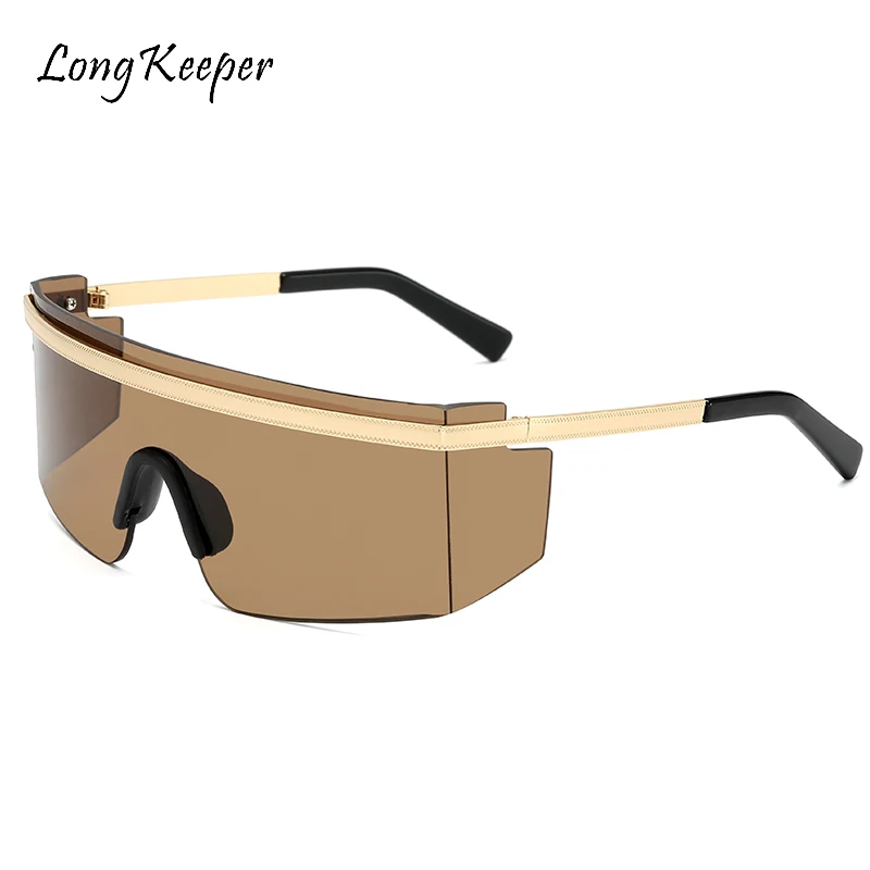

Oversize One Piece Sunglasses Women Men 2020 New Luxury Brand Vintage Square Sun Glasses Man Goggle Brown Shades Oculos UV400