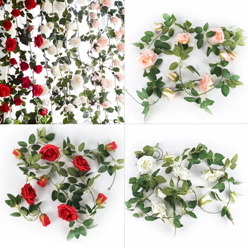Real Touch Silk Flower Roses Flower String for Wedding Party Decoration