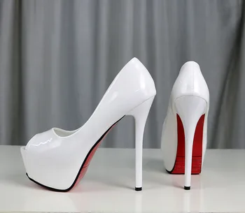 

Fish Mouth Women Pumps Sexy Platform 15CM High Heels Stiletto Patent Leather Peep Toe Female Shoes Ladies Wedding Party Shoes