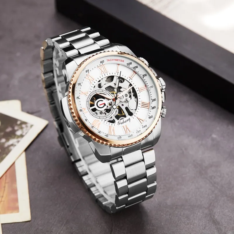 Gorben Stainless Steel Case Belt Business Men Watch Automatic Mechanical Watch Fashion Business Mens Wristwatch