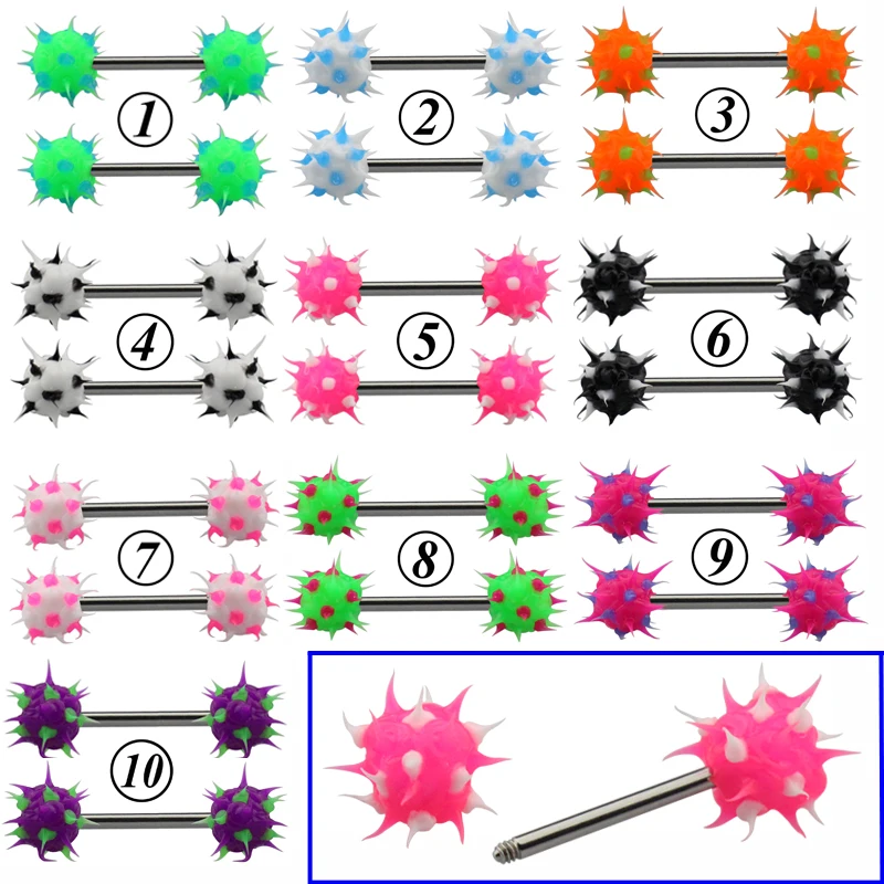 

2Pcs Silicone Ball Nipple Bar Rings Women Surgical Steel Body Piercing Jewelry 14 Gauge Punk Rings Nipple Ring Barbell