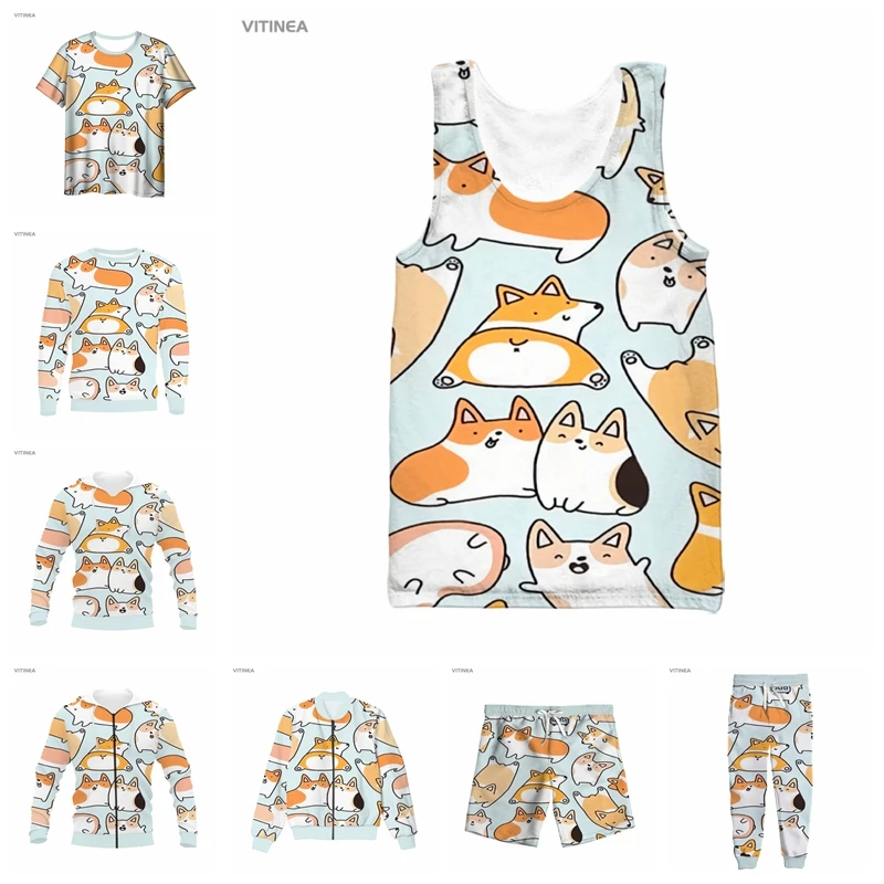 

New 3D Full Print Cute Dogies T-shirt/Sweatshirt/Zip Hoodies/Thin Jacket/Pants Four Seasons Casual R18