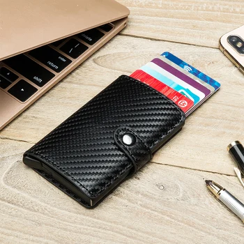 

Bycobecy 2020 Credit Card Holder Wallet Men Women RFID Vintage Metal Aluminium Carbon Fiber Bank Cardholder Case Dropshipping