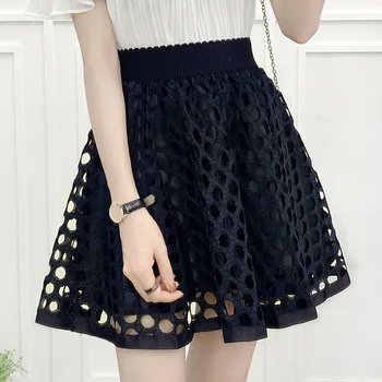 

Bonjean Small Size Summer A Line Skirt Women New Lace Girl High Waist Slim Mini Skirts Young Female Falda