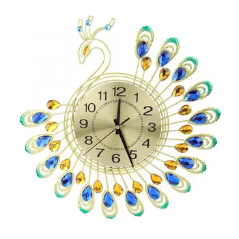 

Iron Modern Wall Clock Large 3D Peacock Shape Non Ticking Silent Clock For Living Room Decor Non-Ticking Kitchen Wall Clocks