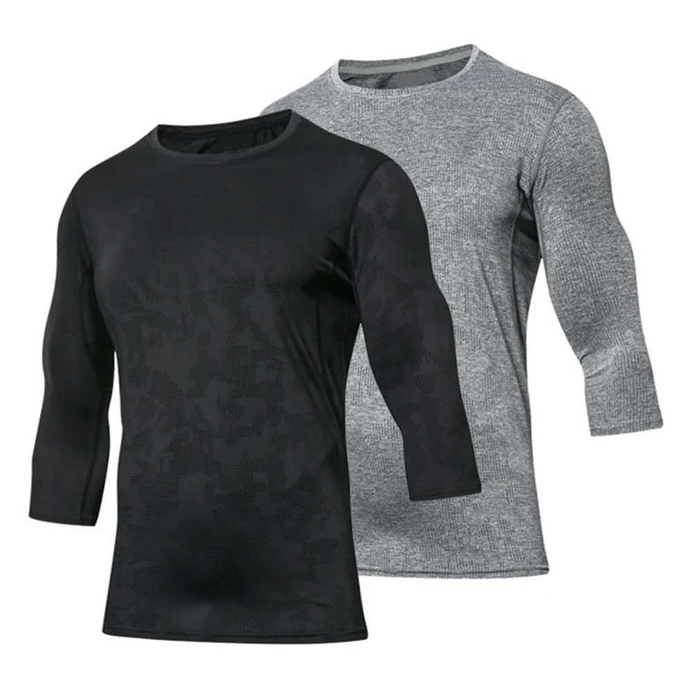 

Delicate Men Exercise T-shirts Quick Drying Trainning Men Slim Fitness Tops Running Elastic Jacquard Mesh Splicing Shirts T-shir