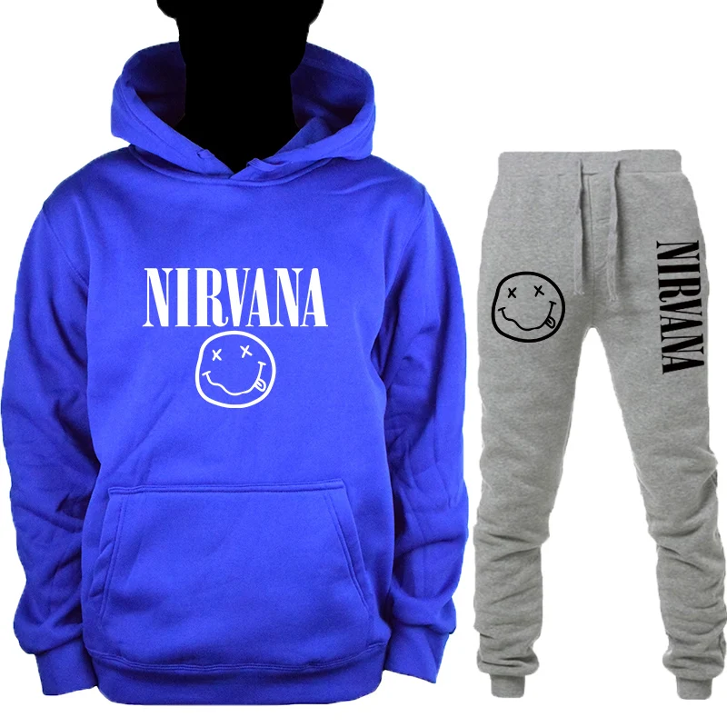 blue Хип-хоп Рок Nirvana полоса печати хлопок удобные мягкие теплые модные повседневные высококачественные мужские толстовки - Цвет: blue