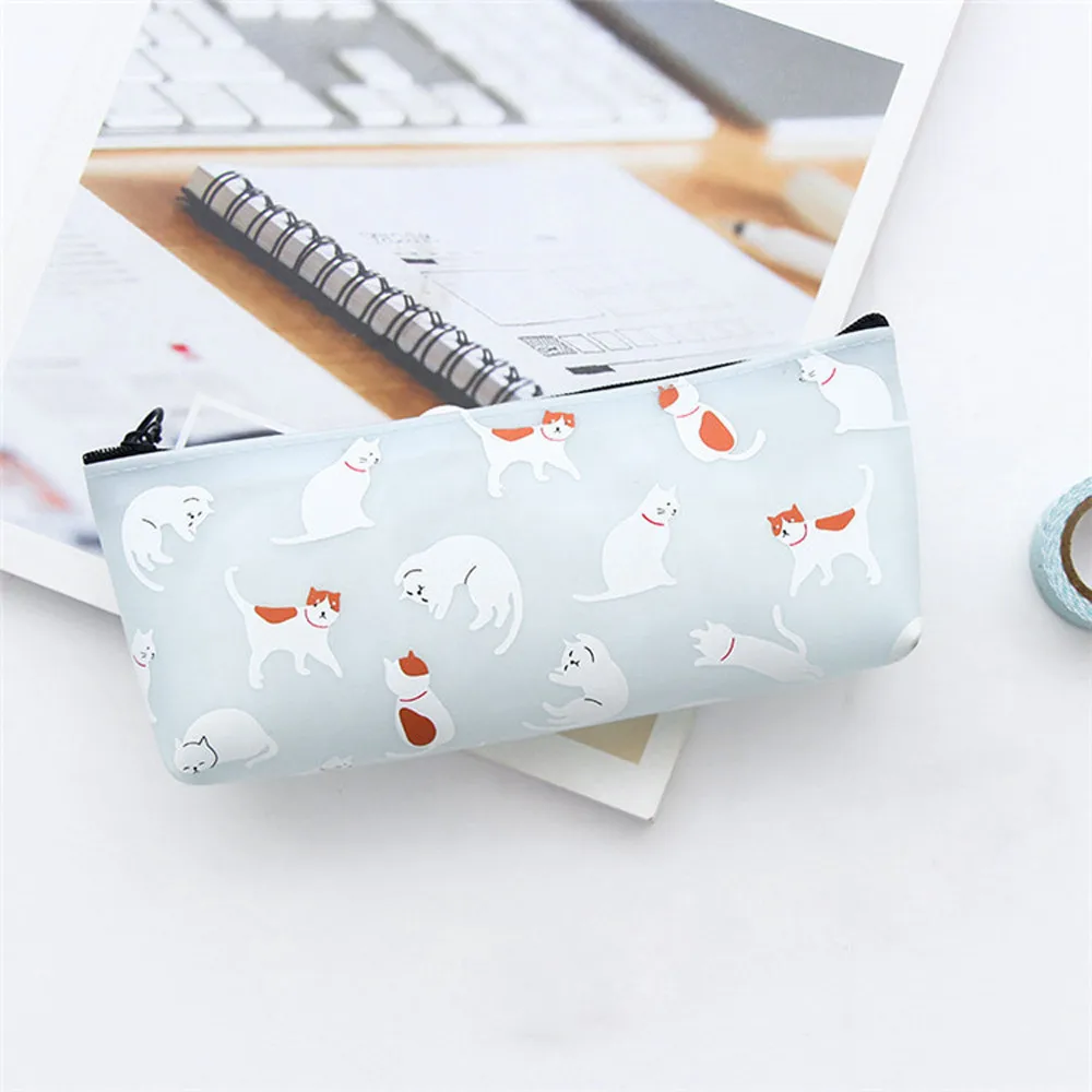 20/Сумка для карандашей Kawaii, сумка для школьной кошки, силиконовый Подарочный чехол для школьной ручки, косметичка, сумка для хранения косметики, кошелек, сумка для карандашей