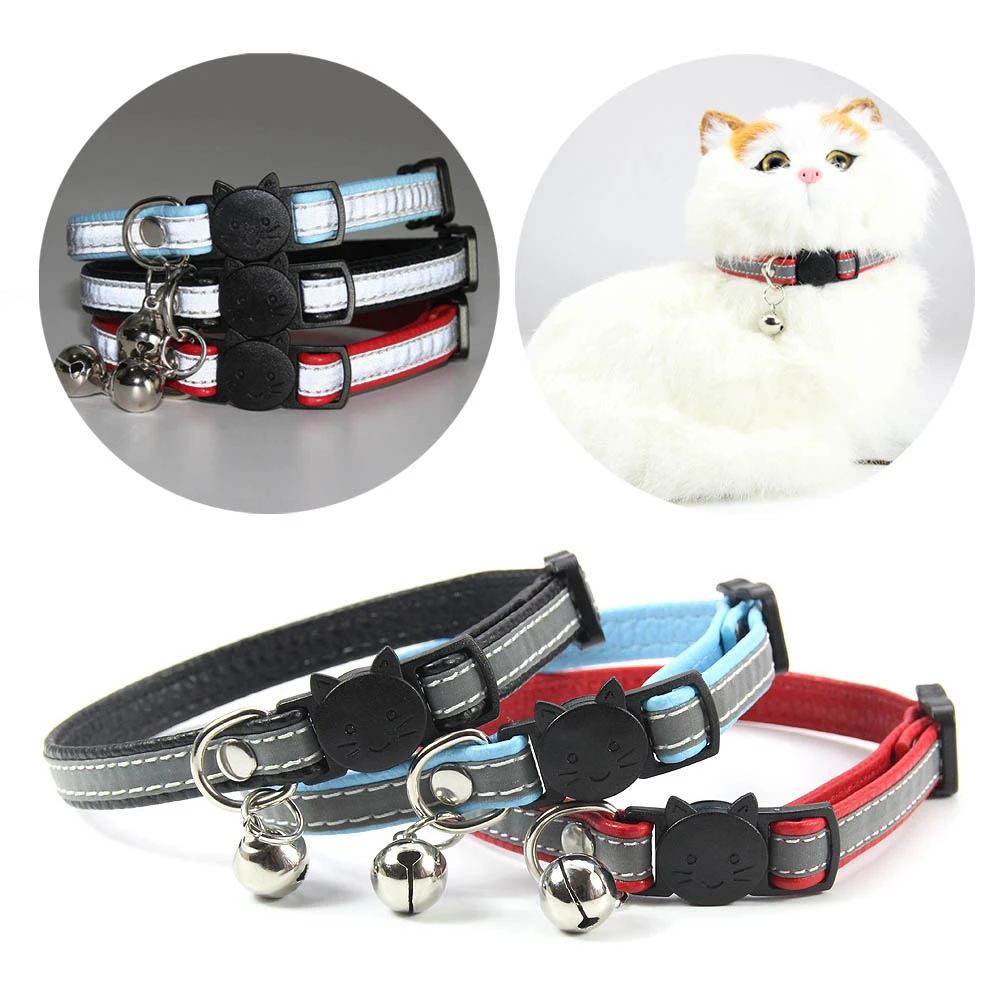 Quick Release Cat Collar With Bell Reflective Safety Puppy Necklace Designer Breakaway Collars for Cat Kitten Accessories Lot Quick Release Cat Collar With Bell Reflective Safety Puppy Necklace Designer Breakaway Collars for Cat Kitten Accessories Lot
