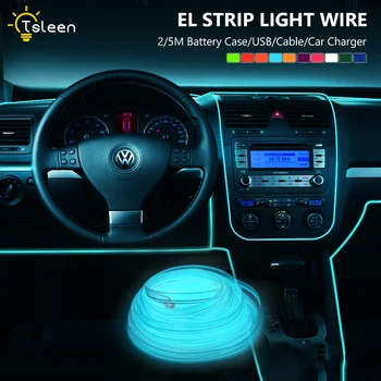 

2M/5M Waterproof LED Strip Light Neon Light Glow EL Wire Rope Tube Cable USB Car Dc12V Cigarette for Car Decoration Party