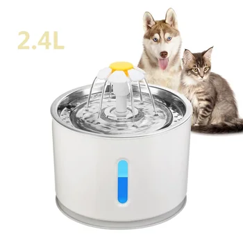 

Pet Water Dispenser LED 2.4L Drinking Window LED Automatic Dog Cat Water Drinking Bowl USB Pet Drinking Dispenser with Filter 6
