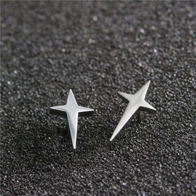 Stainless Steel Earrings Geometric Women Men Hip hop Black Star Ghost Spike Stud Fashion Jewelry Gift пирсинг