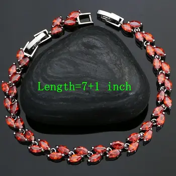 Sweet 925 الفضة مجوهرات الزفاف مجموعات للنساء حجر أحمر مكعب أقراط مرصعة بحجر الزركون/قلادة/قلادة/حلقة/سوار 2