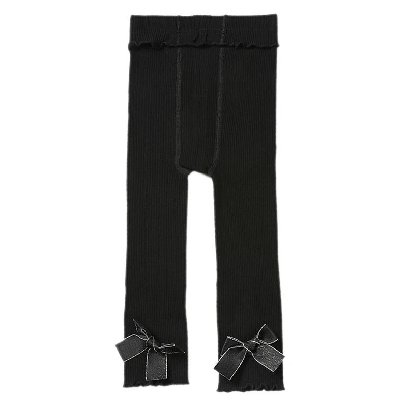 Autumn Newborn Baby Girls Pants Cotton Leggings Elastic Waist Bowknot Design Toddler Bottoms