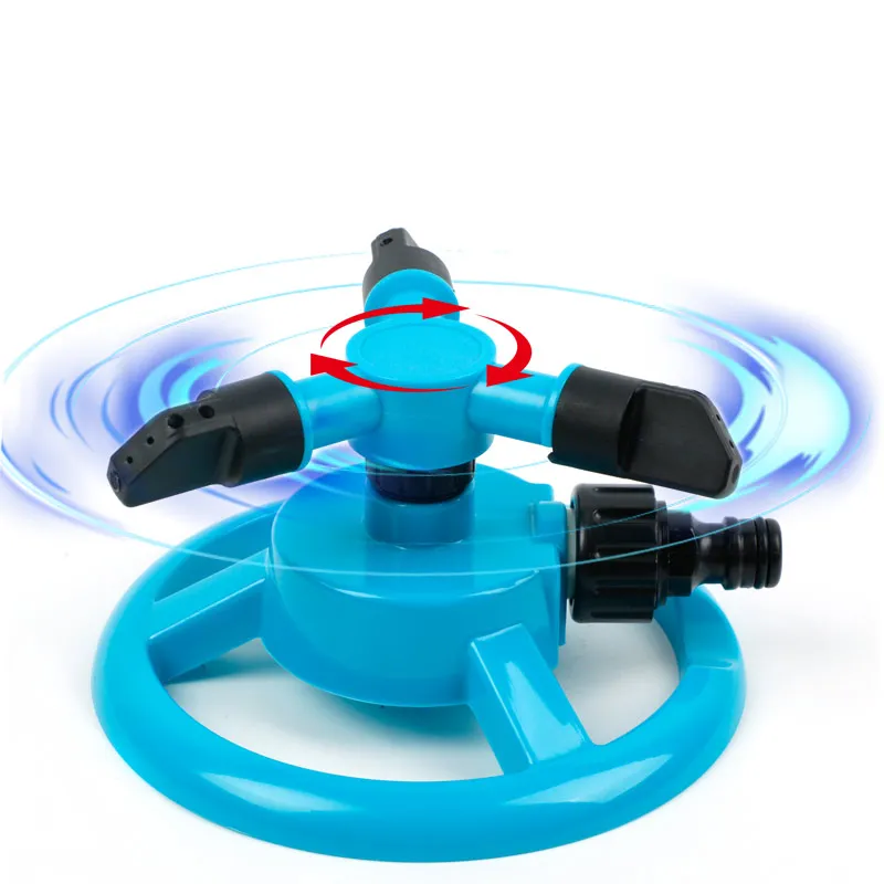 Garden Sprinklers 360 Degree Automatic Watering Grass Lawn Fully 3 Nozzle Circle Rotating Irrigation System