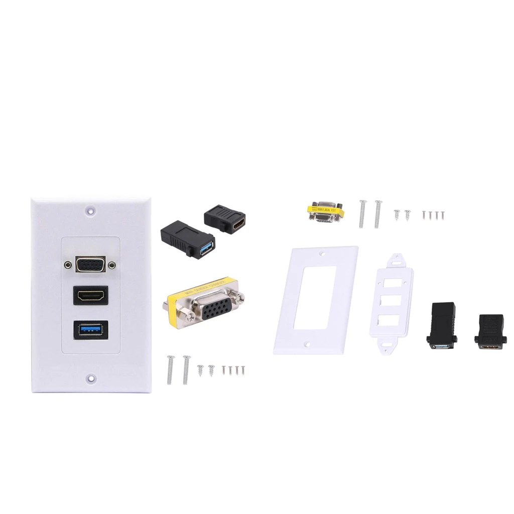 2 шт 3 порта USB 3,0 A HDMI VGA настенная пластина гнездо для крышки аудио-видео панель
