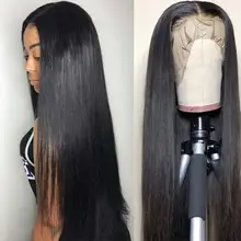 

13x4 Lace Front Wig Human Hair Bone Straight Natural Dark Preplucked Brazilian Hair Lace Frontal Wigs