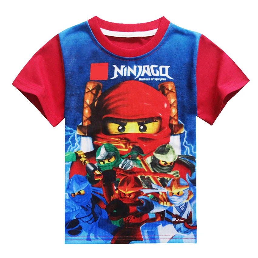 Red Ninjago/костюм для мальчиков для косплея; футболка; Детские костюмы на Хэллоуин; Детские костюмы; костюм ниндзя; одежда супергероя; топ с короткими рукавами - Цвет: Red