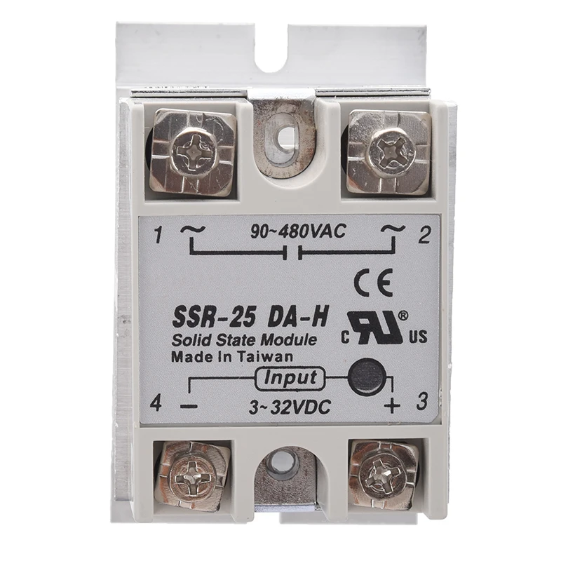

Solid State Relay SSR-25DA-H 25A 3-32V DC 90-480V AC w Heat Sink